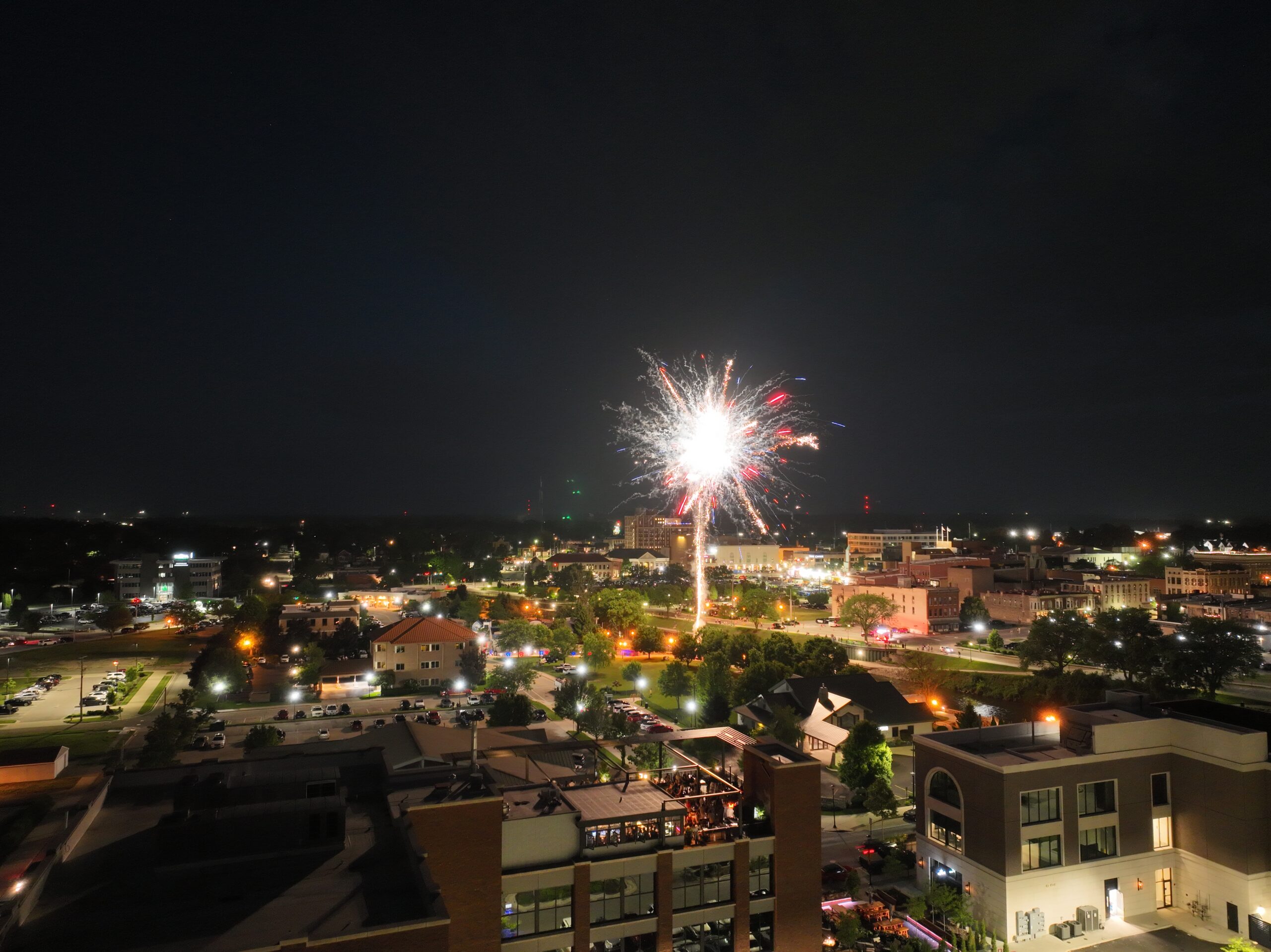 Fireworks in downtown Elkhart Indiana